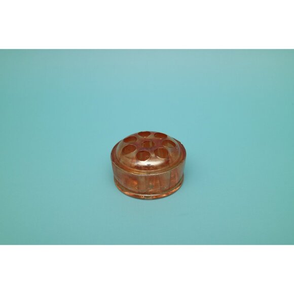 Vintage Marigold Carnival Glass 8 Hole 2 1/4 Inch Flower Frog - Picture 2 of 7